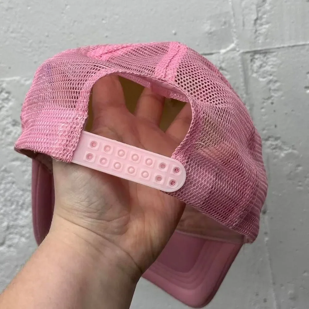 Modern Dog Mom Paw Print Pink and White Trucker Hat